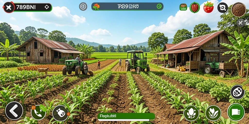 Tangkapan layar gameplay 789BNI menunjukkan ladang yang sejuk dan aktif.