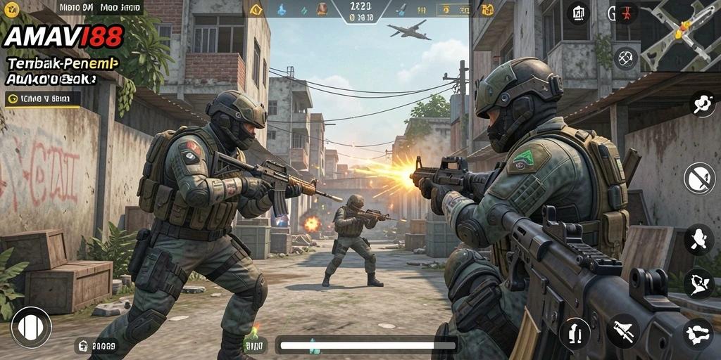 Tampilan gameplay seru AMAVI88 saat bertempur di arena TPS.