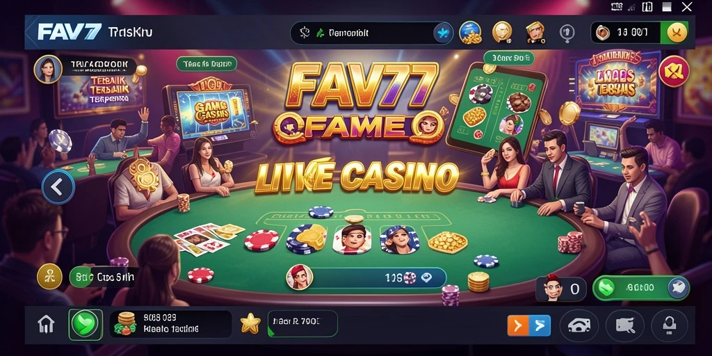 Tangkapan layar gameplay FAV77 menampilkan suasana Live Casino yang mendebarkan.