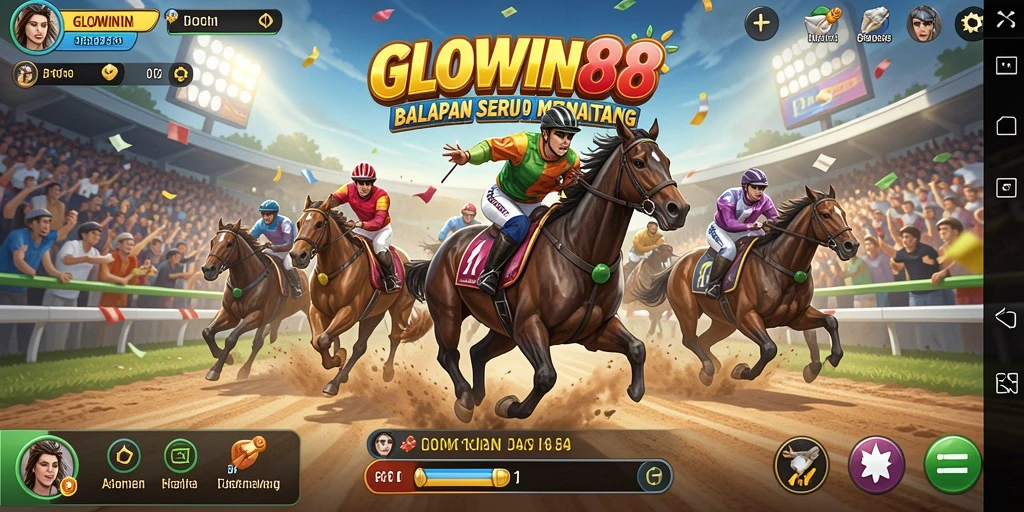 Screenshot GLOWIN88 menampilkan aksi balapan yang mendebarkan.