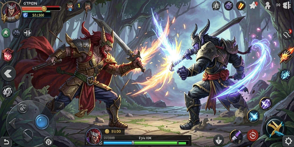 Screenshot gameplay GTPIDN menampilkan aksi pertarungan intens.