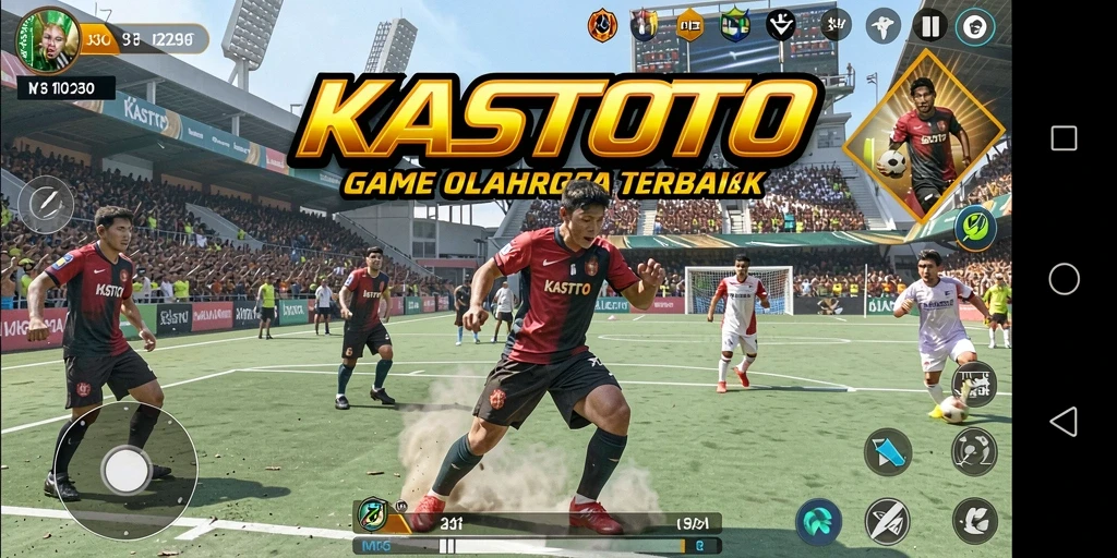 Screenshot gameplay KASTOTO menampilkan pertandingan olahraga yang seru.