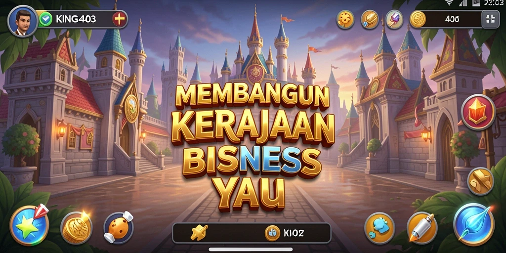 Tampilan gameplay yang menarik dari KING403 saat membangun kerajaan bisnis.