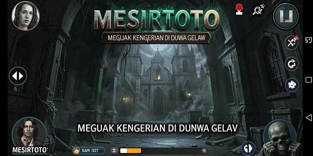 Tampilan gameplay seram dengan suasana menakutkan dari MESIRTOTO.