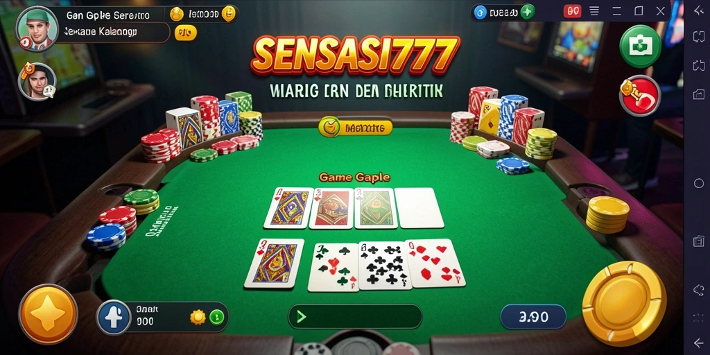 Screenshot utama SENSASI777 menampilkan aksi seru permainan Gaple.