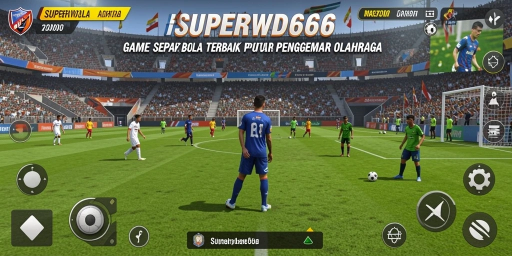Screenshot dari gameplay SUPERWD666 yang menampilkan aksi sepak bola yang mendebarkan.