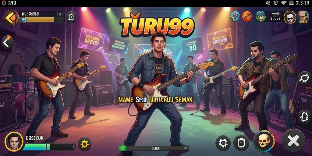 Screenshot TURU99 menampilkan keseruan gameplay musik yang interaktif.